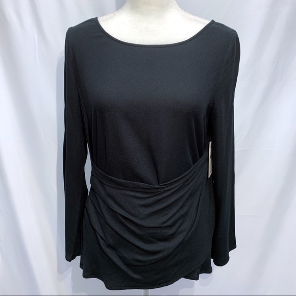 Ella Moss Black Draped Surplice Blouse NWT - Picture 1 of 4
